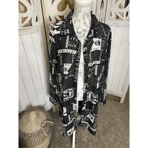 LIVE4TRUTH Duster Kimono Shear Graphic Fashion Button Tunic Black Size XL - Picture 1 of 8